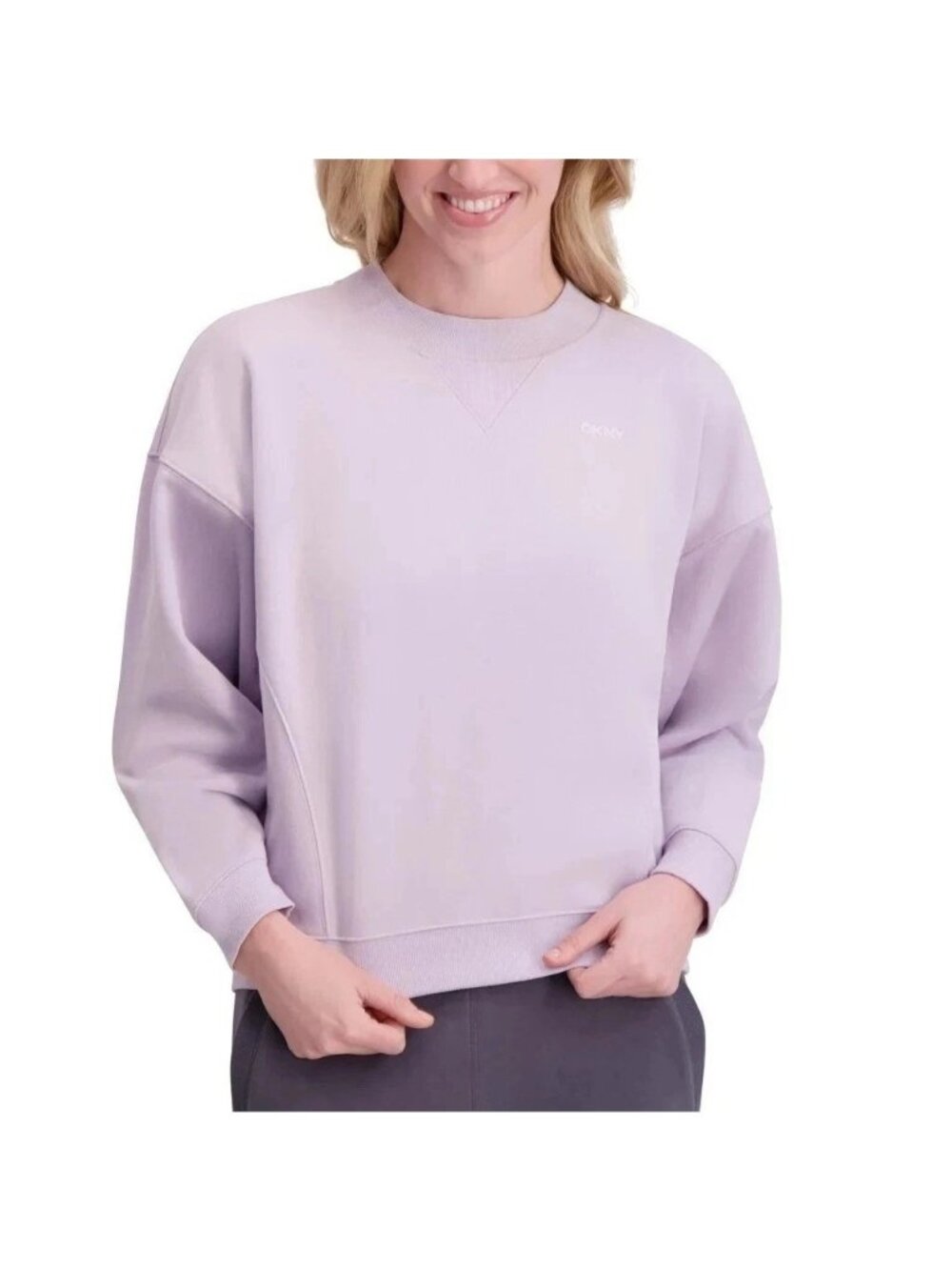 NWT DKNY Sport Women's XS Crewneck Sweatshirt Lavender Cotton Blend